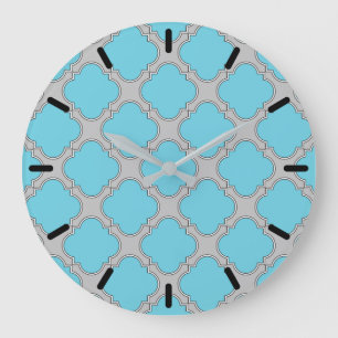 Grande Horloge Ronde Quatrefoil bleu et gris