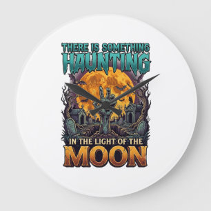 Grande Horloge Ronde Quelque chose hantant lune Halloween Zombie Main G