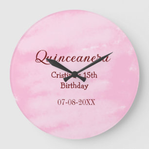 Grande Horloge Ronde Quinceanera anos 15e anniversaire ajouter nom text