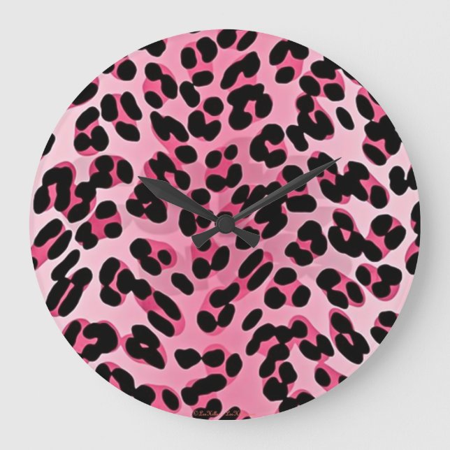 Grande Horloge Ronde RAB Rockabilly Pink Cheetah Imprimer (Recto)