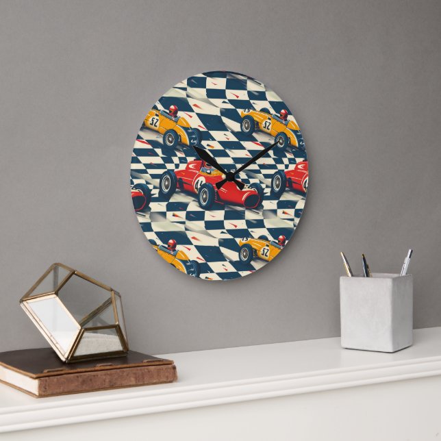 Grande Horloge Ronde Race Car Themed Clock (Bureau)