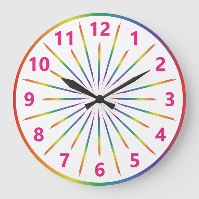 Grande Horloge Ronde Raies arc-en-ciel (Recto)