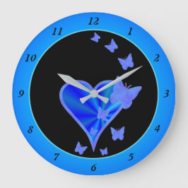 Grande Horloge Ronde Rainbow heart and Butterfly
