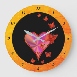 Grande Horloge Ronde Rainbow heart and Butterfly
