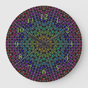 Grande Horloge Ronde Rainbow Kaleidoscope Pattern Wall Clock