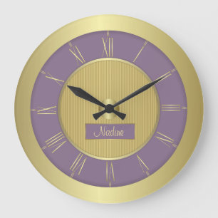 Grande Horloge Ronde Raisin et or pourpres