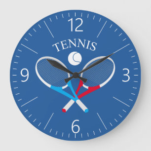 Grande Horloge Ronde Raquettes de tennis et ballon de tennis