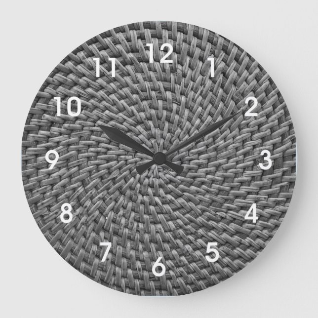 Grande Horloge Ronde Rattan Wicker Boho Monogram Basketweave Large Cl (Recto)