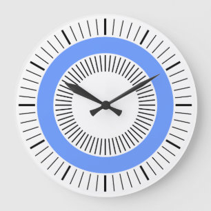 Grande Horloge Ronde Rayons concentrés - Bleu bébé