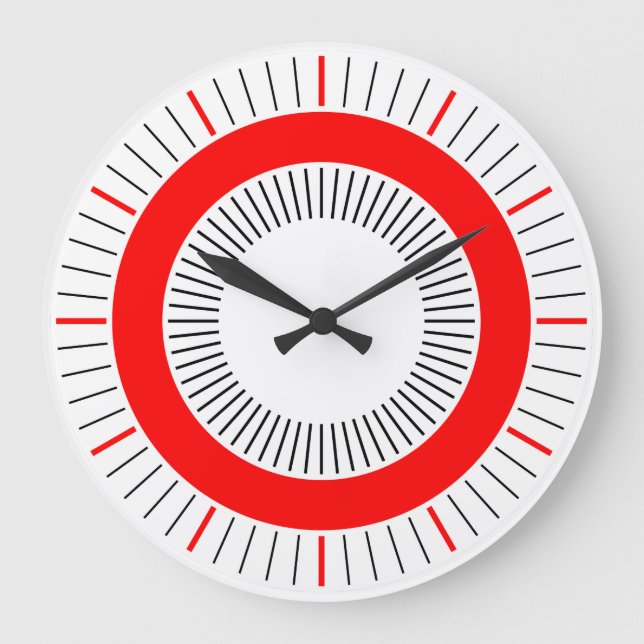 Grande Horloge Ronde Rayons concentrés - Rouge (Recto)