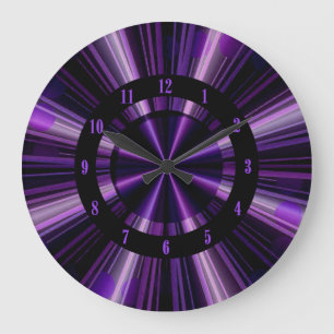Grande Horloge Ronde Rayons pourpres d'horloge murale de lumière