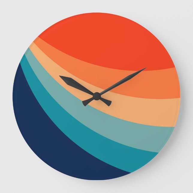 Grande Horloge Ronde Rayons solaires rétro colorés (Recto)