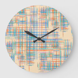 Grande Horloge Ronde rayures Abstraites, tapis de gazon ethnique coloré