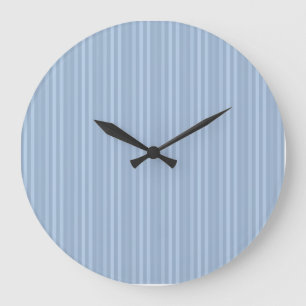 Grande Horloge Ronde Rayures Bébé Bleu Motif Rayures Verticales
