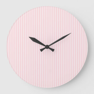 Grande Horloge Ronde Rayures de rose en pastel