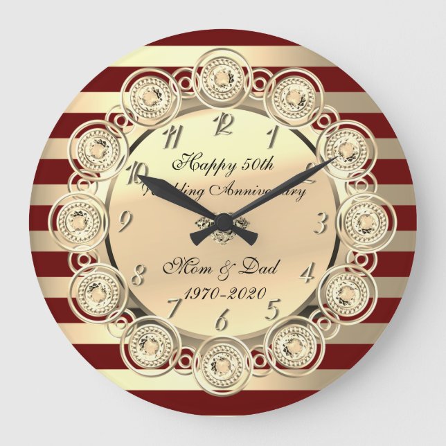 Grande Horloge Ronde Rayures dorées,Diamants rouges 50e anniversaire de (Recto)