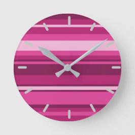 Grande Horloge Ronde rayures Fuchsia