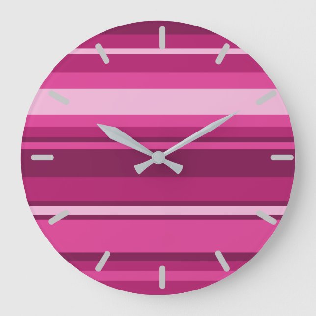 Grande Horloge Ronde rayures Fuchsia (Recto)