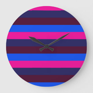 Grande Horloge Ronde Rayures néon de minuit