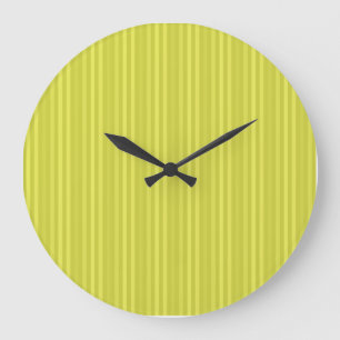 Grande Horloge Ronde Rayures verticales jaune vif