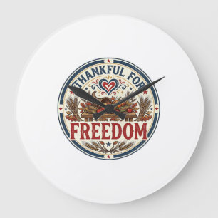 Grande Horloge Ronde Reconnaissant pour la liberté Patriotique Patrioti