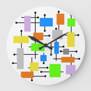 Grande Horloge Ronde Rectangles atomiques