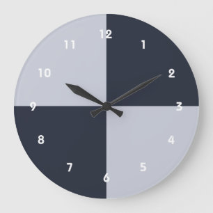 Grande Horloge Ronde Rectangles marine et gris