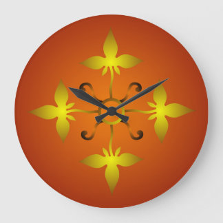 Grande Horloge Ronde Red and Gold Medieval Pattern