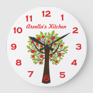 Grande Horloge Ronde Red Delicious Apple Tree Personalized Wall Clock