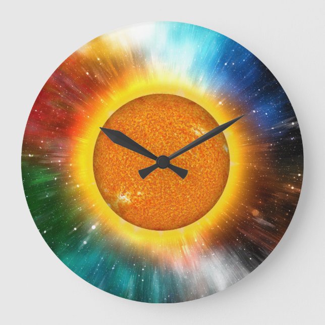 Grande Horloge Ronde Red Orange Galaxy Time Blue Yellow (Recto)