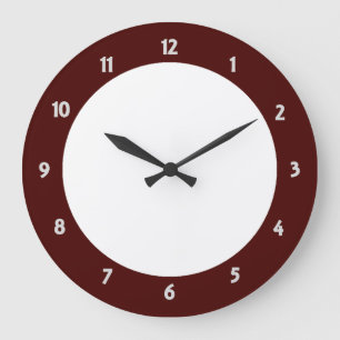 Grande Horloge Ronde Red Trim White Number Clock Face Modern Clock