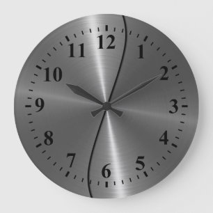 Grande Horloge Ronde Regard argenté en métal d'acier inoxydable