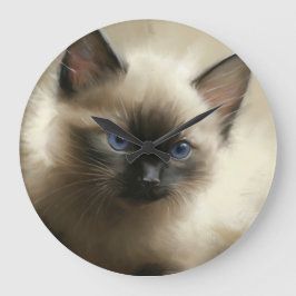 Grande Horloge Ronde Regard D'Innocence Siamese Kitten Portrait