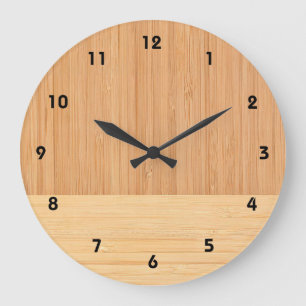 Grande Horloge Ronde Regard du bois de grain de frontière en bambou
