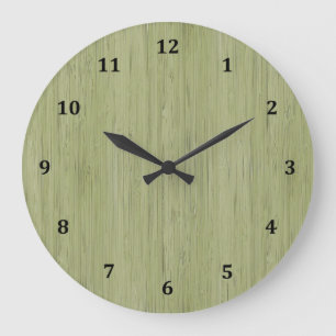 Grande Horloge Ronde Regard du bois en bambou de grain de vert de