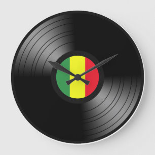 Grande Horloge Ronde Reggae de vinyle
