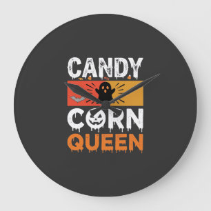 Grande Horloge Ronde Reine de bonbons de Halloween SVG Design