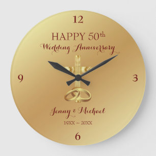 Grande Horloge Ronde Religious Gold Cross Anniversary  Large Clock