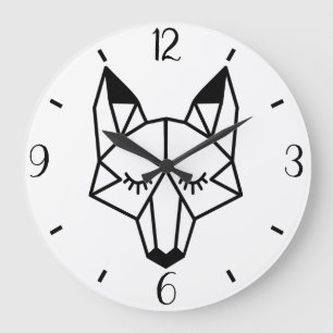 Grande Horloge Ronde Renard géométrique moderne et tendance