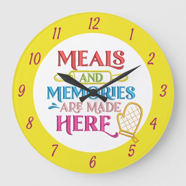 Grande Horloge Ronde Repas Souvenirs Citation Cuisine Design (Recto)