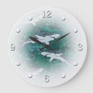 Grande Horloge Ronde Requins, marine, mer, poisson, prédateur, animal,