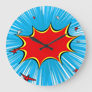 Grande Horloge Ronde Rétro bleu et le rouge tient le premier rôle