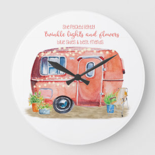 Grande Horloge Ronde Rétro citation lunatique d'amis de caravane de