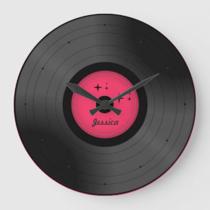 Grande Horloge Ronde Rétro disque vinyle toute l'horloge personnalisé