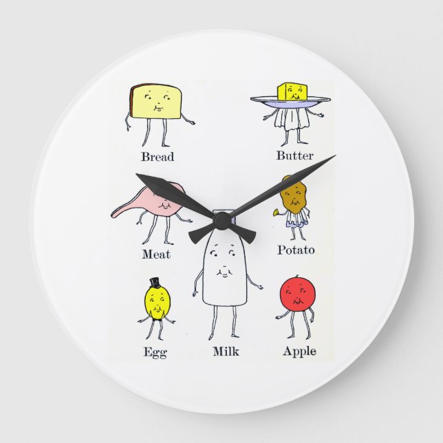 Grande Horloge Ronde Retro Food Groups (Recto)
