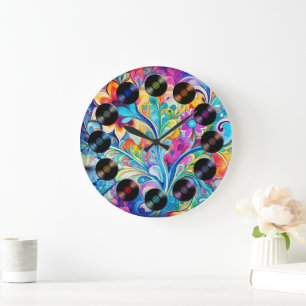 Grande Horloge Ronde Rétro Hippsychedelique 70s 60s Hip