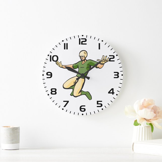 Grande Horloge Ronde Retro Joueur de baseball Sport Vintage Graphisme (Créateur téléchargé)