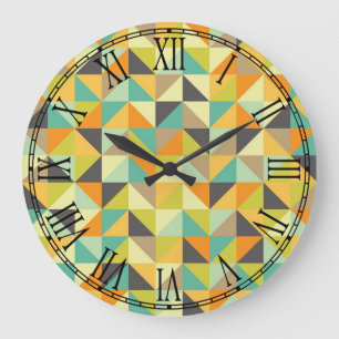 Grande Horloge Ronde Rétro les années 70 motif