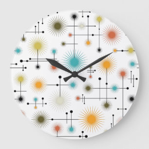 Grande Horloge Ronde Retro Starbursts A Go-Go !