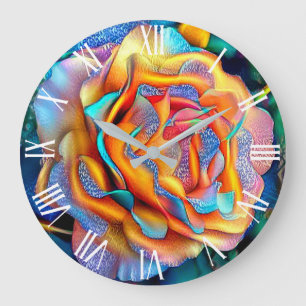 Grande Horloge Ronde Rêve d'art Rose unique brillant
